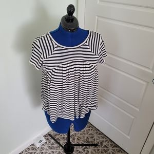 Free people black and white babydoll tee striped